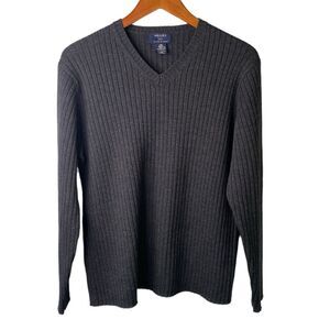 Brooks 346 Vintage Merino Wool Ribbed Knit V-Neck Sweater Long Sleeve Hong Kong